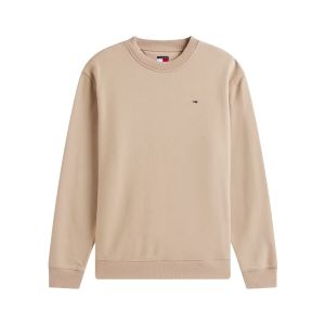 Tommy Jeans Sweat Homme Regular Fit Flag Fleece Col Ras-du-Cou, Beige (Coastal Taupe), S