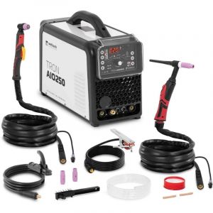 Poste &agrave; souder professionnel combin&eacute; TIG AC DC MMa 250 A cut 50 a facteur de marche 60% pulse acier blanc