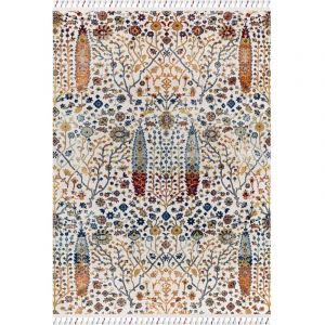 Thedecofactory VINTAGE - Tapis salon vintage oriental motif fleurs blanc multicolore 120x180