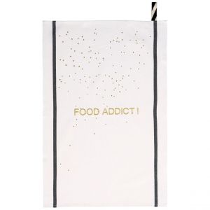 Declikdeco Torchon Food Addict Or Blanc 50 x 70