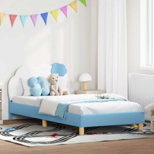 VidaXL Cadre de lit pour enfants avec t&ecirc;te de lit Bleu 90 x 200 cm PU