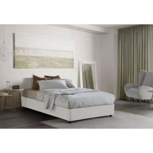 Talamo Italia Lit carré et demi Chiara, Lit conteneur avec revêtement en tissu, 100% Made in Italy, Ouverture frontale, avec matelas Cm 120x190