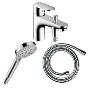Hansgrohe Pack mitigeur bain douche monotrou Vernis Blend + Flexible Isiflex + Pommeau Vernis Blend 100 Vario chromé