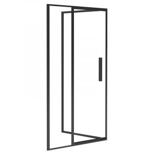 Paroi de douche avec porte pivotante noir mat style industriel - 120 x 80 x 195 cm - TORONI