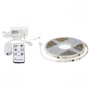 Silamp Ruban LED 5M Effet Dynamique 126LED/m 12V IP65 + Télécommande et Transformateur - Blanc Chaud 2300K - 3500K