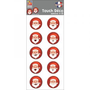 Plage Adhésif 3D qui ressort du mur, pastilles tête de père noël déco marrantes, x10, 2,5 cm x 2,5 cm - Rouge