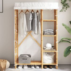 VidaXL Garde-robe 110x45x170 cm bambou, armoire de rangement, organisateur de garde-robe, armoire, placard, garde-robe de chambre