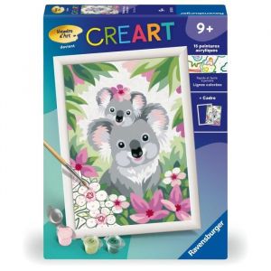Ravensburger CreArt Kids 18x24cm – Numéro d'art – Maman Koala et Son bébé – Kit de Peinture par numéros – Dès 9 Ans – 25833