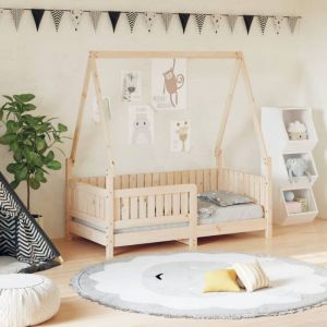 VidaXL Cadre de Lit pour Enfants, Lit Simple avec Sommier à Lattes, Meuble de Chambre à Coucher, Scandinave, Marron 70x140 834501