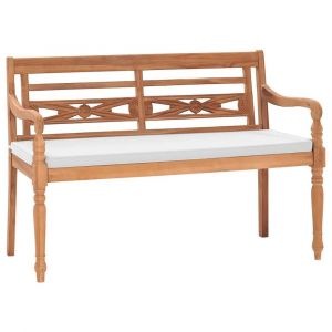 Banc de jardin meuble de patio d'extérieur terrasse avec coussins120 x 51,5 x 84 cm teck 02_0011114