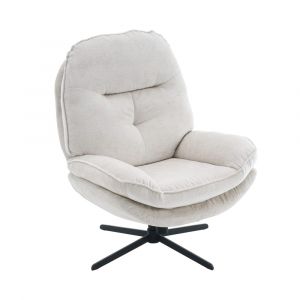 Image de DRAWER Fauteuil pivotant pieds étoiles en velours - Écru - Sofia