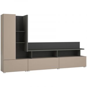 Petits-meubles - Mur tv 270 cm Opio Taupe et Anthracite