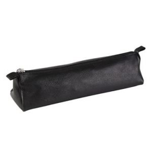 Clairefontaine 8323C - Une trousse trapèze 21x6x6 cm en cuir, Noir