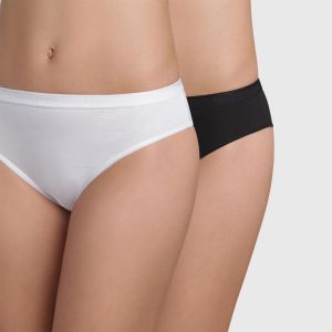 Image de DIM Lot de 2 culottes en coton bio Noir/Blanc