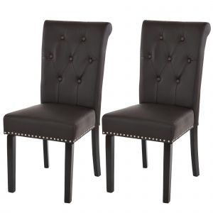 Lot De 2 Chaises De Salle À Manger C sterfield Ii Av RivetsSimilicuir Brun Foncé, Pieds Foncés Neuf