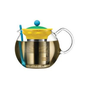 Bodum Théière à piston Assam en verre avec couvercle jaune et vert 1l Jaune