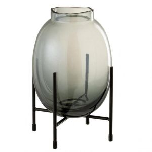 Prix Vase sur Pied Bord Irrégulier 25cm Gris & Noir