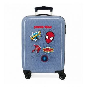 Image de Spiderman Denim Valise de Cabine Bleue 38 x 55 x 20 cm Rigide ABS Fermeture à Combinaison latérale 34 l 2 kg 4 Roues Doubles Équipement à Main