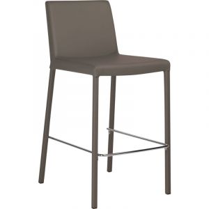 Image de Cuisissimo - Tabouret de bar jimmy hauteur plan de travail en vinyle marron