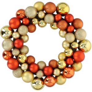 Cadeaux de No&euml;l Couronne de No&euml;l - &Oslash; 36 cm - 55 boules - Cuivre/Brun - PVC