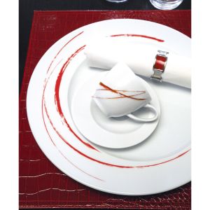 Image de Bruno Evrard création 6 assiettes à dessert rondes Gousto en porcelaine motif trait (23 cm)