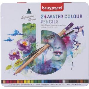 Royal Talens 24 Crayons De Couleur - Aquarelle - Boîte Métal - Assortiment Couleur - Bruynzeel