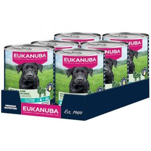 Eukanuba Life Care Aliment Humide Chien Adulte 1 &agrave; 7 Ans Toutes Races, P&acirc;t&eacute;e Riche en Agneau & Pommes de Terre, Om&eacute;ga-3, Calcium, Pr&eacute;biotiques MOS, sans OGM Colorants Conservateurs, 6 bo&icirc;tes de 400g