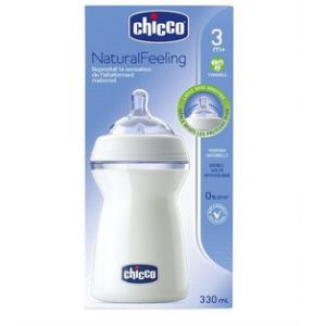 Image de Chicco Biberon NaturalFeeling tétine droite 330 ml 3m+