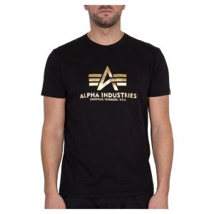 Alpha industries Basic T-Shirt Foil Print, Black/Yellow Gold, M Homme