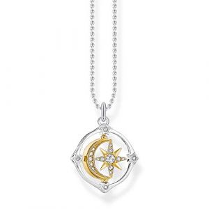 Thomas Sabo Collier pour femme en argent sterling 925 - Lune et étoile - Longueur : 38-42 cm