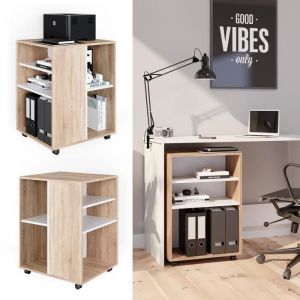 Caisson &agrave; roulettes Ch&ecirc;ne clair/Blanc Vicco