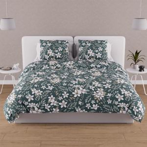 Soleil d'Ocre Parure Housse de Couette en Coton 57 Fils 260x240 cm Manon Vert