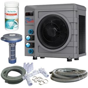 Poolstar Pack Pompe à chaleur Piscine Nano réversible 4 kW+By pass+3 mètres tuyau+Chlore 5 fonctions Bayrol+Diffuseur produit