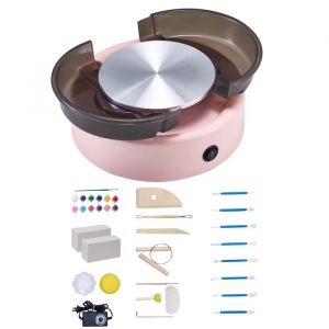 Mini Tour De Potier Avec Plateau Tournant De 158 Mm-Duoku-Roue Electrique &Agrave; Double Sens De Rotation-Vitesse Ajustable-Rose - Neuf