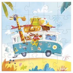 Janod Carte de V&oelig;ux Puzzle - Carte Cadeau Puzzle 25 Pi&egrave;ces Road Trip + 1 Carte + 1 enveloppe - Id&eacute;al Carte Anniversaire, Carte v&oelig;ux - D&egrave;s 3 Ans
