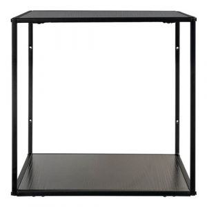 Altobuy SLIMA Etag&egrave;re Murale 2 Plateaux Acier Noir et Aspect Bois