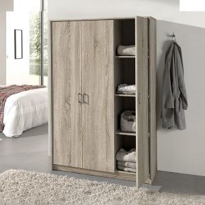 Rousseau Armoire 3 portes 120x54x180 cm d&eacute;cor ch&ecirc;ne - rango