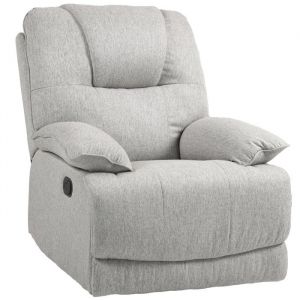 Homcom Fauteuil relax inclinable réglable repose-pied intégré tissu toucher lin gris clair