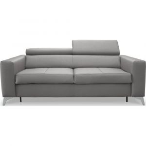 Venesetti - Canapé 3 places convertible en cuir italien de luxe movida, gris clair - Gris clair