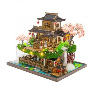 Dam Pays des f&eacute;es. Maquette en bois, design 3d r&eacute;aliste.