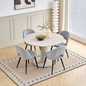Table ronde moderne - HJhomeheart 115cm &times; 75 cm table &agrave; manger Structure MDF Convient pour cuisine salon