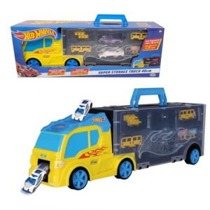 ODS Transporter 40 Hot Wheels Camion Mallette avec voiture d'origine incluse, couleur bleue, 42033