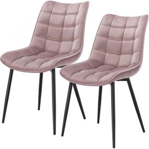 Lot de 2 Chaises de salle à manger. Chaise de cuisine scandinaves en velours. Pieds en métal. Rose - Woltu