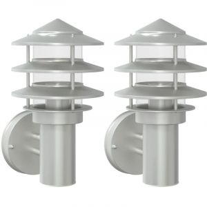 VidaXL Appliques Murales D'extérieur 2pcs Argenté Acier Inoxydable