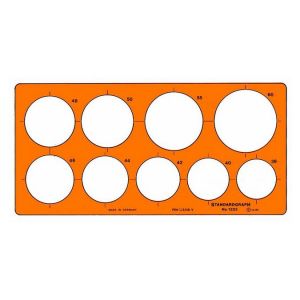 Studygraph by Graph'it - Normographe pour Dessin Technique, Carte et Schémas - Trace Cercles : 9 Formes de 36 à 60 mm de Diamètre - Plastique Résistant Anti-choc - 27 x 14 cm