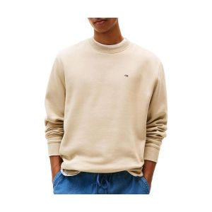 Tommy Jeans TJM Reg S Flag Crew Ext Dm0Dm20741 Sweat-Shirt &agrave; Enfiler, Beige (Gulf Sand), S Homme