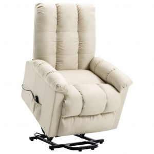 Image de VidaXL Fauteuil inclinable Crème Tissu. Produit Neuf ! Garantie 0 ans !