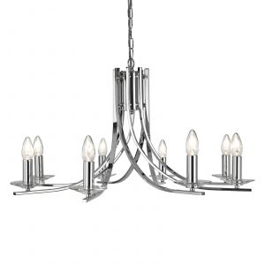 Searchlight Suspension 8 ampoules Ascona, en chrome et verre