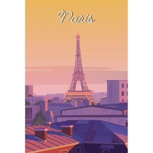 Ceanothe Tableau sur toile illustration Tour Eiffel Paris 30x45 cm