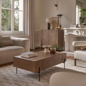 Bois Dessus Bois Dessous Table basse en mindi massif pieds metal 120 cm